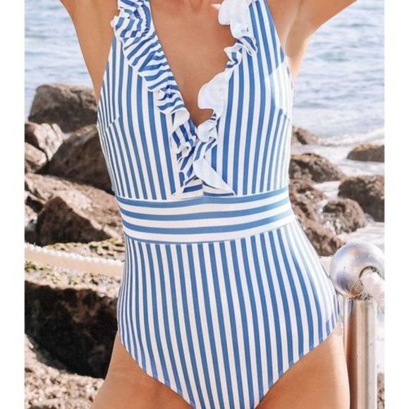 Cupshe Other - CupShe blue and white striped one piece